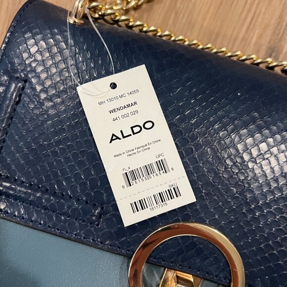 NWT Aldo Cross Body Chain Strap Bag Blue - Picture 6 of 8